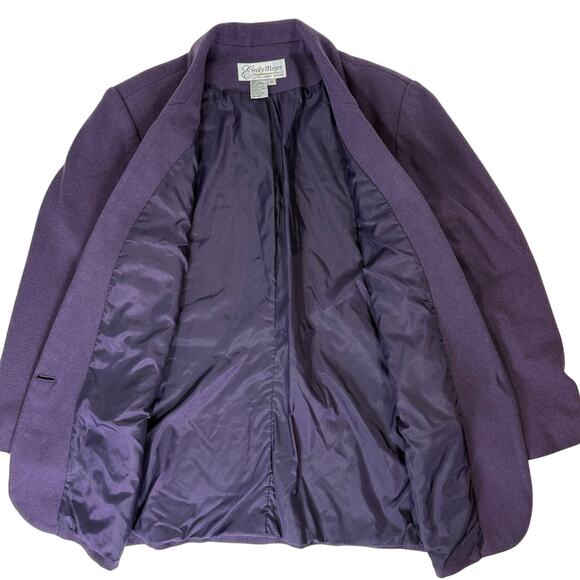 Vintage 90s Emily Meyer Purple Wool Blazer Women’s 12 Classic Lined Jacket - Picture 3 of 7